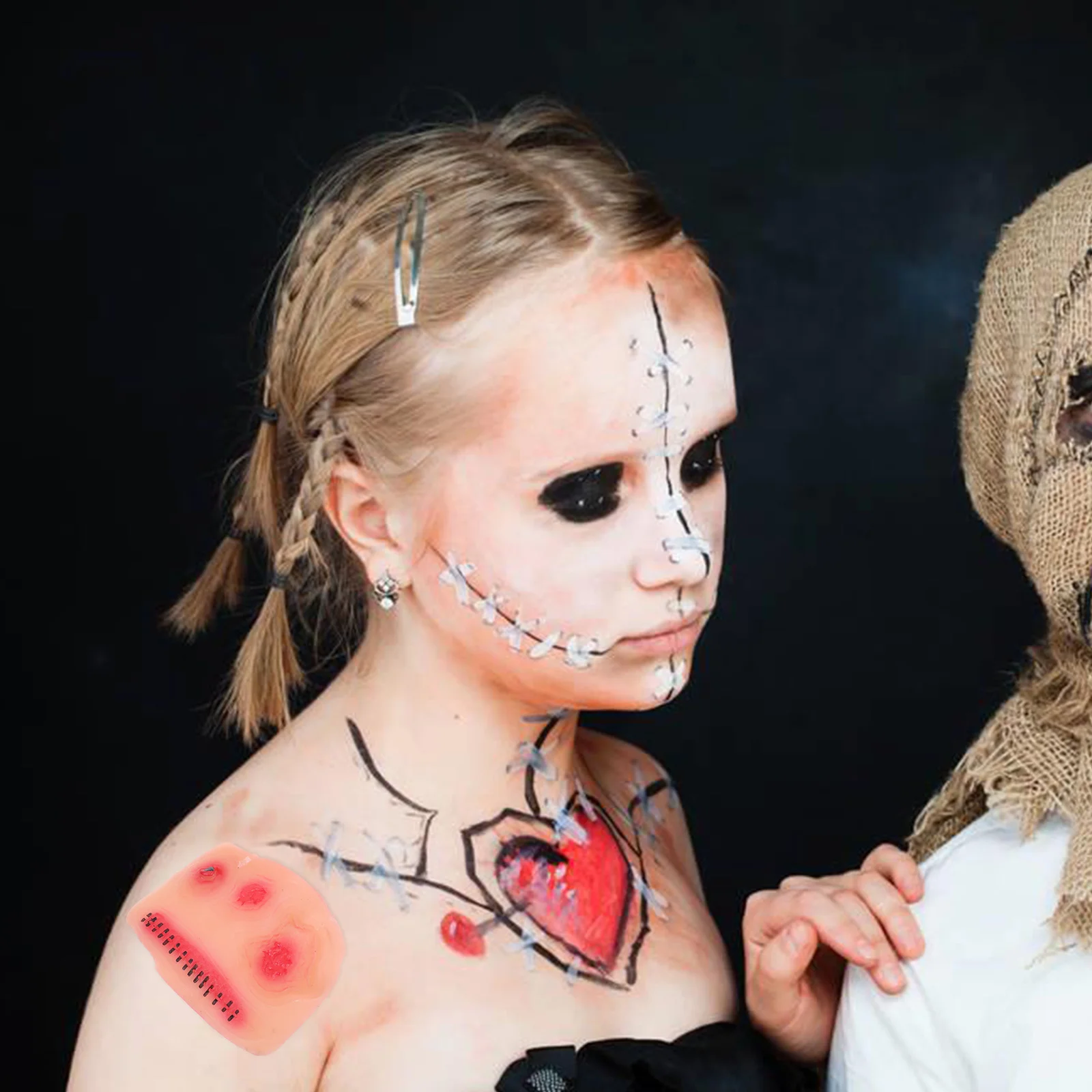 2 шт. школьный игровой реквизит наклейка на лицо ужасные наклейки временная рана