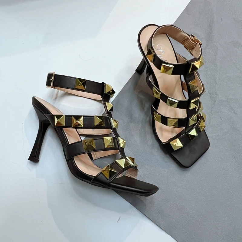 

Comfort Shoes for Women High Heel Sandals Large Size Espadrilles Platform Suit Female Beige Square Toe Buckle High-heeled 2022 B