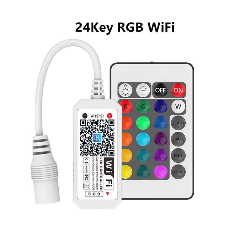 

Magic Home Wifi LED RGB / RGBW Controler DC12V MIni Wifi + 24 RF Key Remote Controller for RGB / RGBW LED Strip