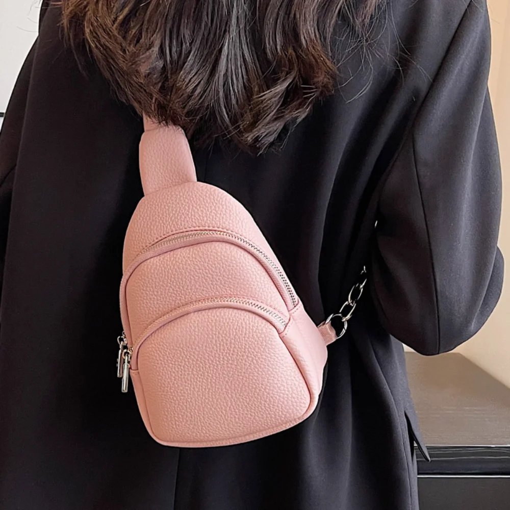 Vegan PU Leather Crossbody Sling Bags Women Fashion Simple Fanny Packs Female Casual Versatile Waist Pack Elegant Chest Bag