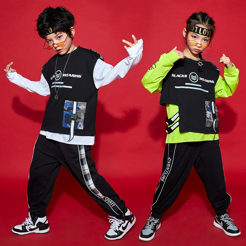 

New year's Day children's street dance suit trendy clothes autumn and winter hiphop performance cool boys girls
