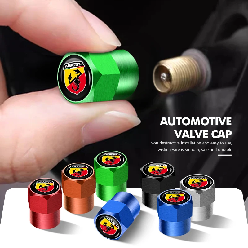 Фото Колпачки на ниппели для шин Abarth с эмблемой, шестигранные, для Fiat Grande Punto, Tipo, Stilo, Ducato, Palio, 500X №1