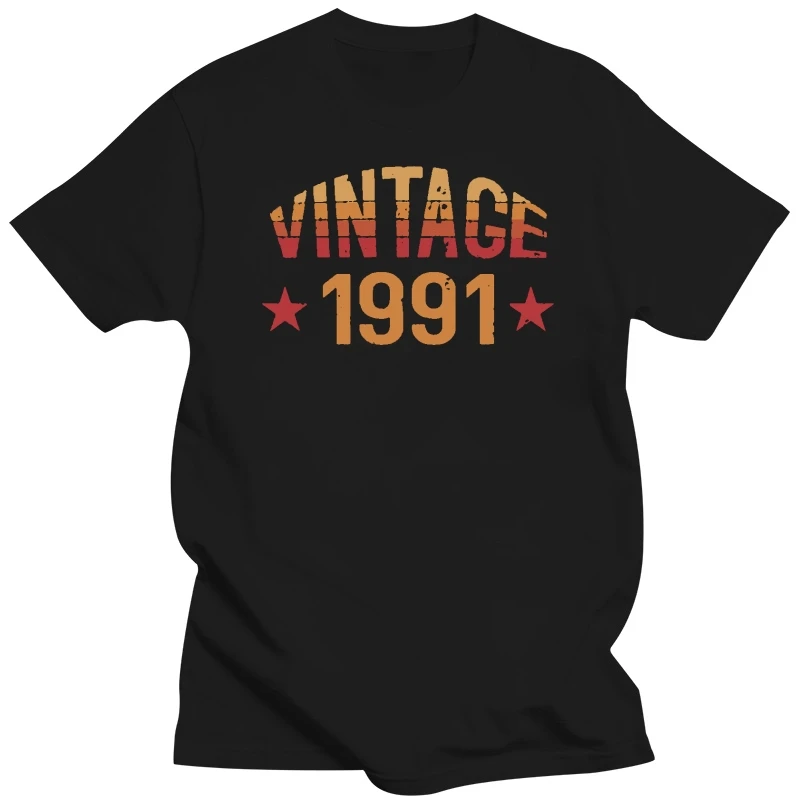 Personalized Vintage 1991 T-Shirt For Mens Humor Anti-Wrinkle Basic Solid Comics Adult Tshirts 2019 Plus Size S-5xl