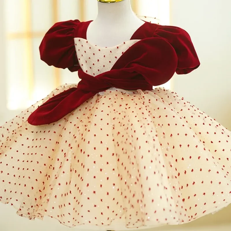 Модное детское бархатное платье-пачка для девочек платье с пышными рукавами