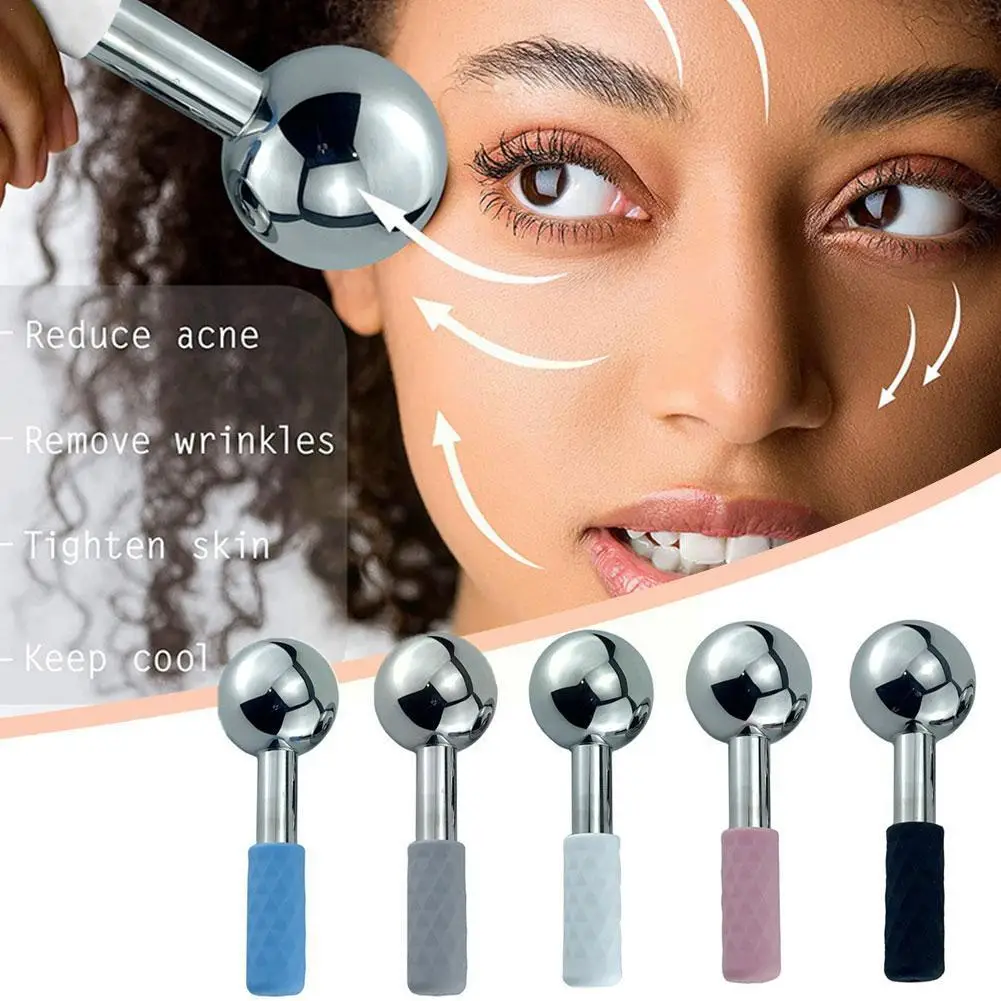 

Stainless Steel Ice Massage Ball Cooling Facial Ice Globes Beauty Roller Cold Therapy Hand Held Massage For Puffiness Skin W6W1