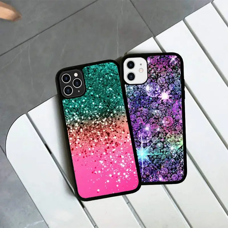 

Shiny Bling Phone Case Silicone PC+TPU Case for iPhone 11 12 13 Pro Max 8 7 6 Plus X SE XR Hard Fundas