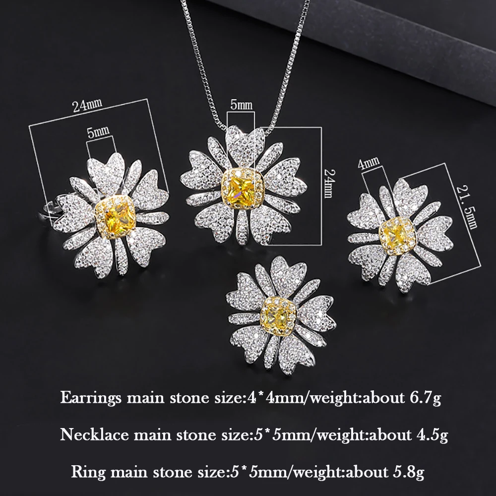 2022 тренд 5*5 мм топаз Подсолнух ожерелье с драгоценным камнем Подвесные Кольца
