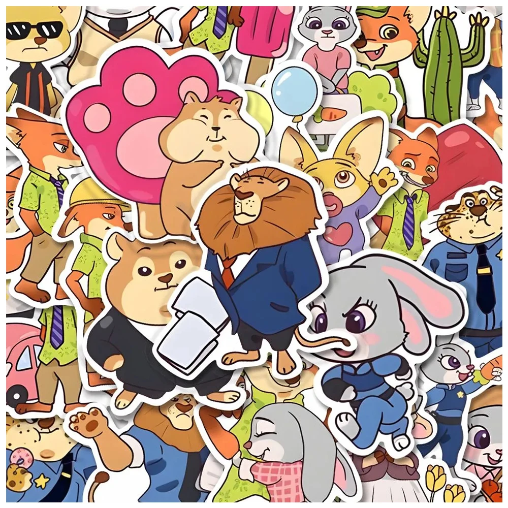

10/30/50pcs Disney Cute Zootopia Cartoon Stickers Anime Decals Notebook Laptop Phone Suitcase Diary Decoration Sticker Kids Toys