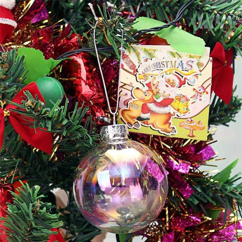 

24PCS Clear Plastic Fillable Christmas Balls 8cm DIY Xmas Tree Ornament Decoration Arts Crafts