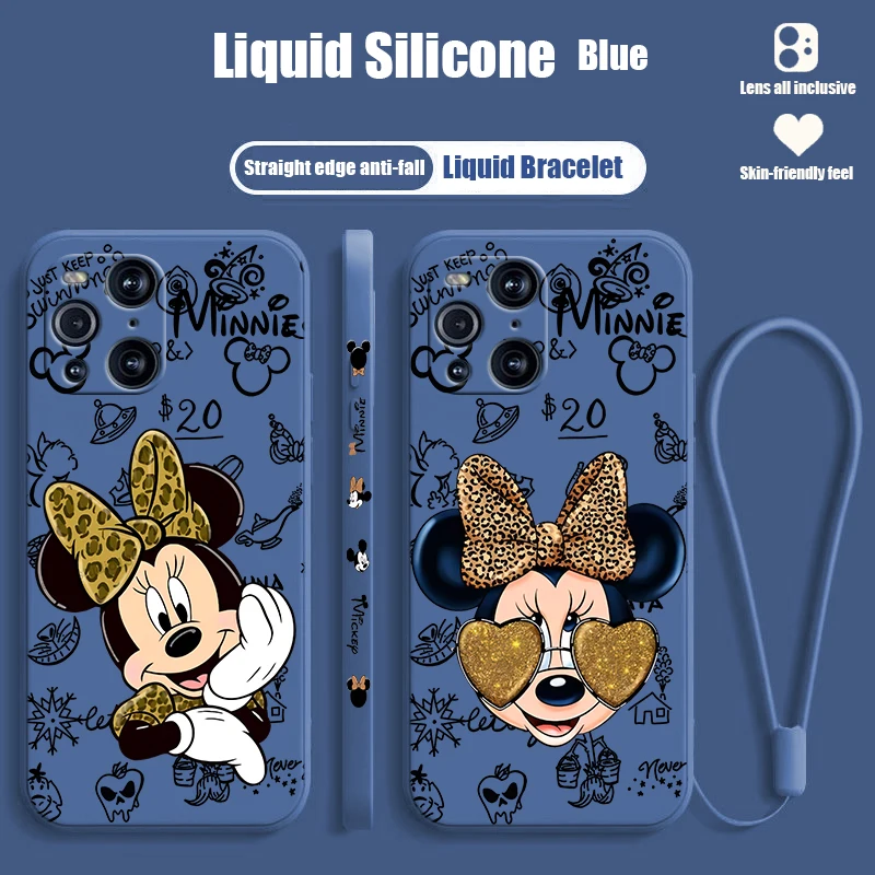 Минни Дисней Маус для OPPO Find X6 X5 X3 X2 Pro Lite Neo жидкий левый веревочный силиконовый