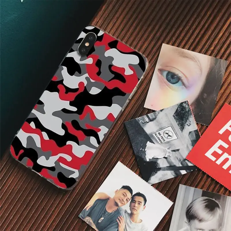 Camouflage Pattern Phone Case For iPhone 13 14 Pro Max XS XR 12 11 Pro 13 Mini 6 7 8 Plus Clear Back Cover Capa