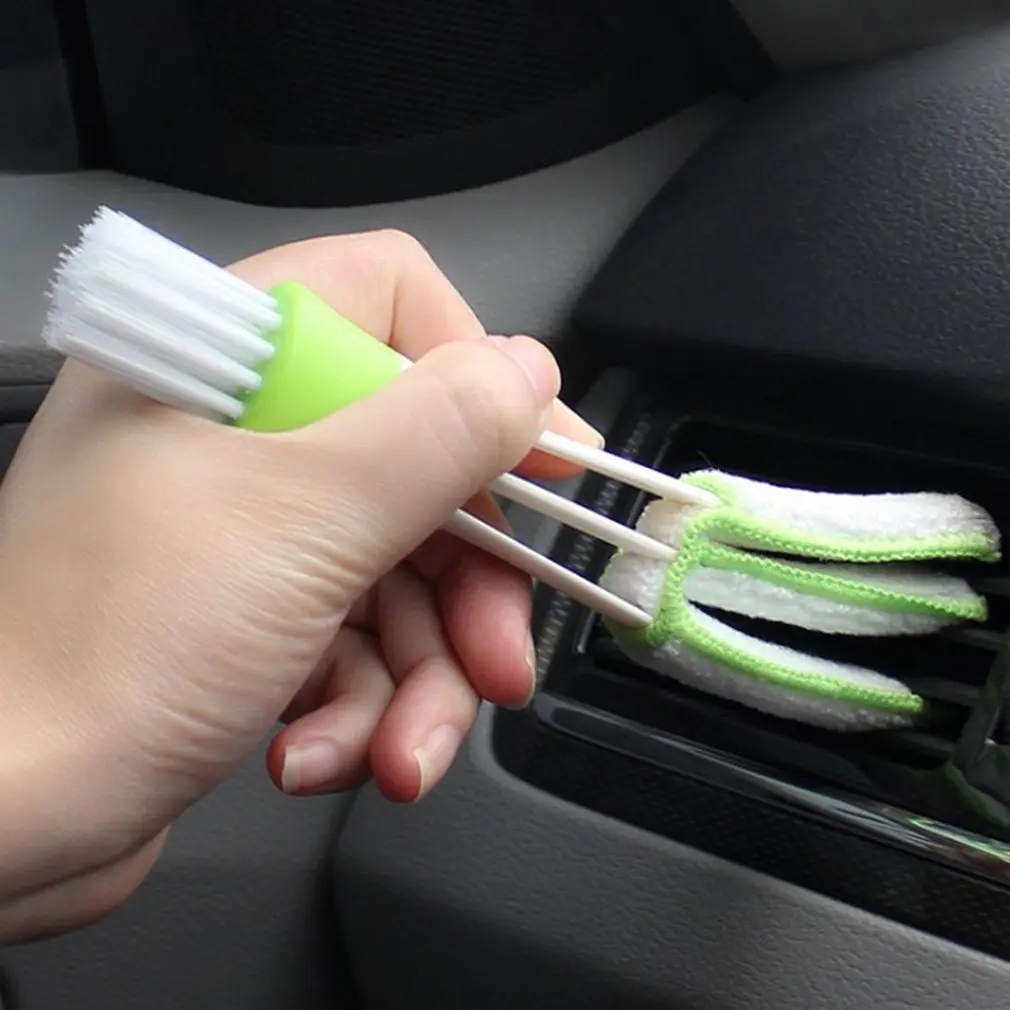 

2 In 1 Car Cleaning Brush Air Conditioning Outlet Cleaner Detailing Dust Removal Blinds Duster Outlet Brush Auto Accessories