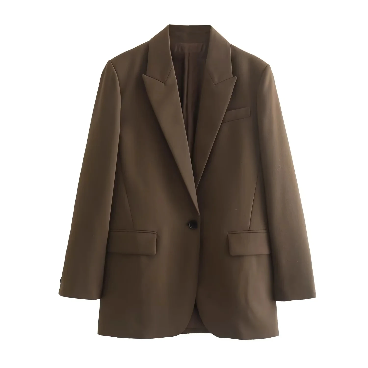 Maxdutti French Style Office Lady Fashion Vintage Jacket Simple Casual Blazers Women