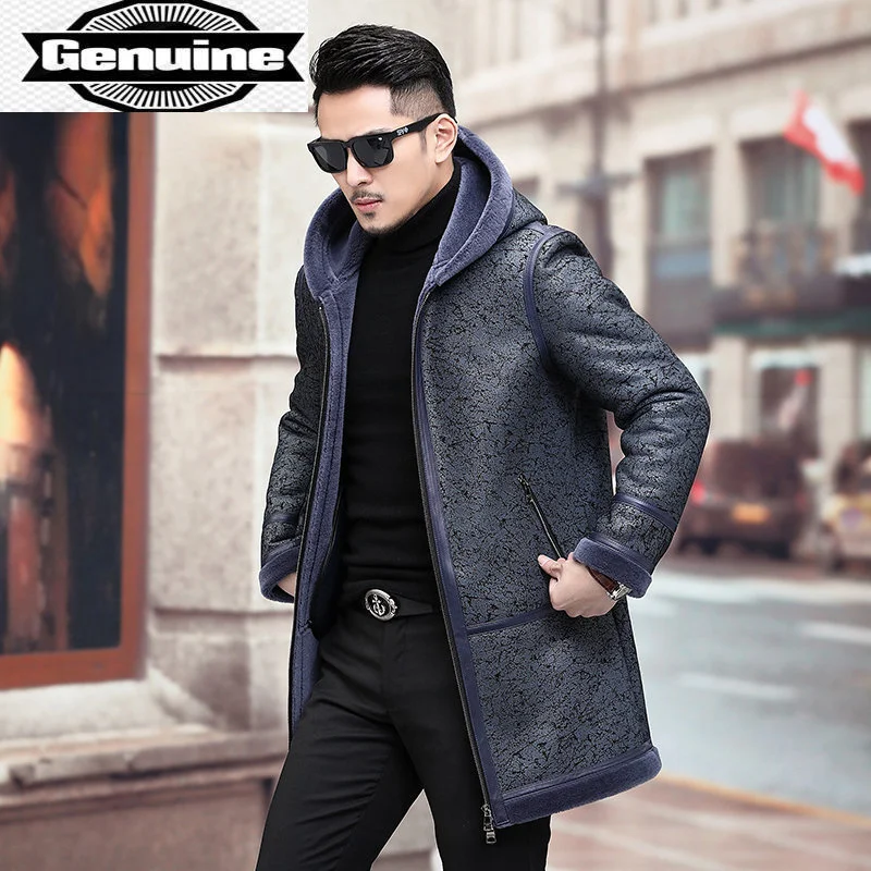 

Куртка мужская зимняя из натуральной овечьей кожи, с капюшоном