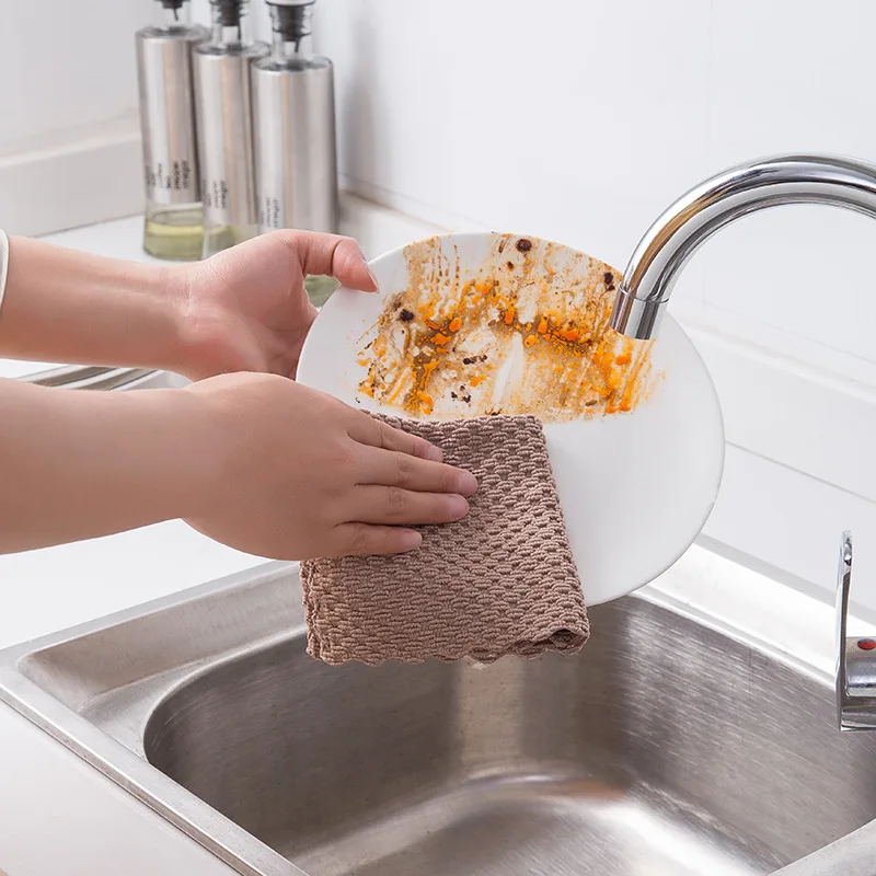 

1pc Kitchen Anti-grease Wiping Rags Efficient Super Absorbent Microfiber Cleaning Cloth Kitchen Washing Dish Cleaning Towel