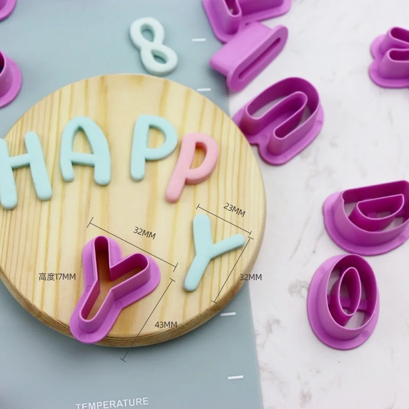 

35Pcs Plastic Number Letter Cake Mould DIY Alphabet Biscuit Cutter Cookie Press Stamp Embosser Fondant Baking Decoration Tools