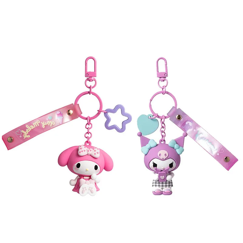 

Kawaii Y2K Kuromi Melody брелок модели кулона Kuromi My Melody Star Key пряжка Оригинальные аксессуары для рюкзака кавайная милая игрушка