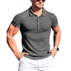 New Summer Polo Men Solid Stripe Fitness Elasticity Short Sleeve Polo Shirts for Men Fashion Stand Collar Mens Shirts 3