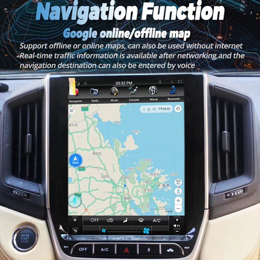 12 1-дюймовый вертикальный экран Tesla Android 14 автомобильный GPS-навигатор для TOYOTA LAND