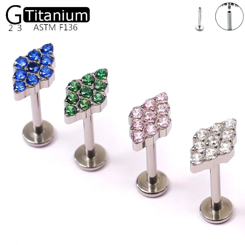 

1PCS Earrings G23 Titanium Piercing Jewelry Implants Sexy Zircon Inner Thread Female Body Jewelry Gift