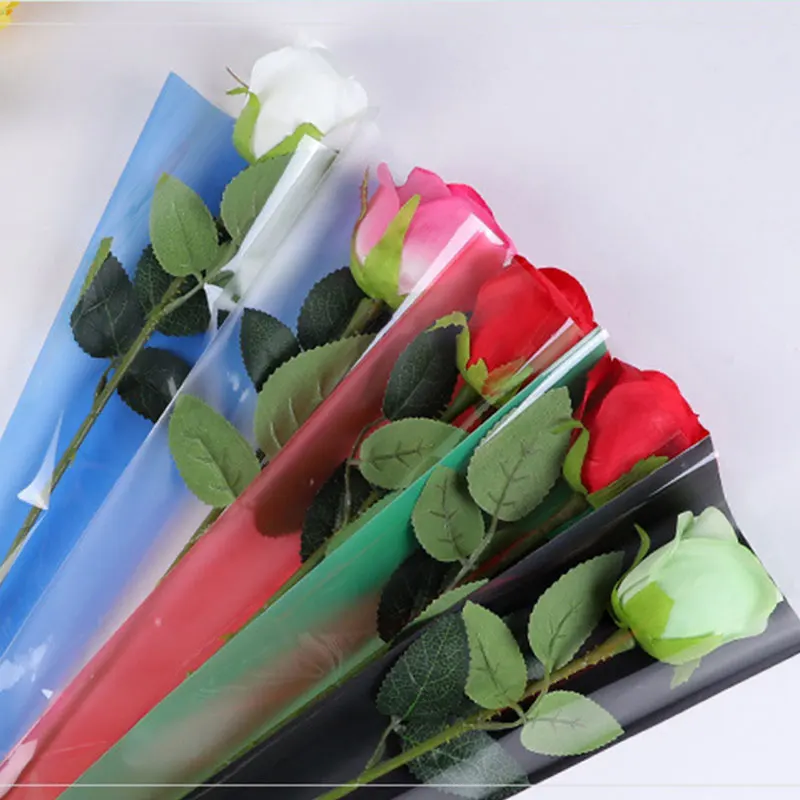 

20 PCS Single Rose Plastic Package Transparent Flower Bouquet Wrapping Opp Bag Floral Packaging Bags Valentine's Day Flowers Bag