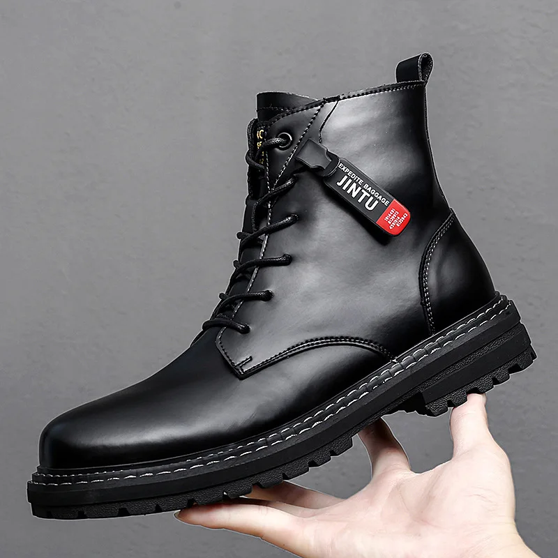 

2022 High Quality Leather Men Luxury Boots Casual Shoes Fashion Ankle Boots Men Military Tactical Outdoor Boots