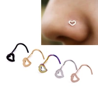 new trendy love heart shape nose ring stainless steel multicolor nose studs hooks nose piercing body piercings jewelry