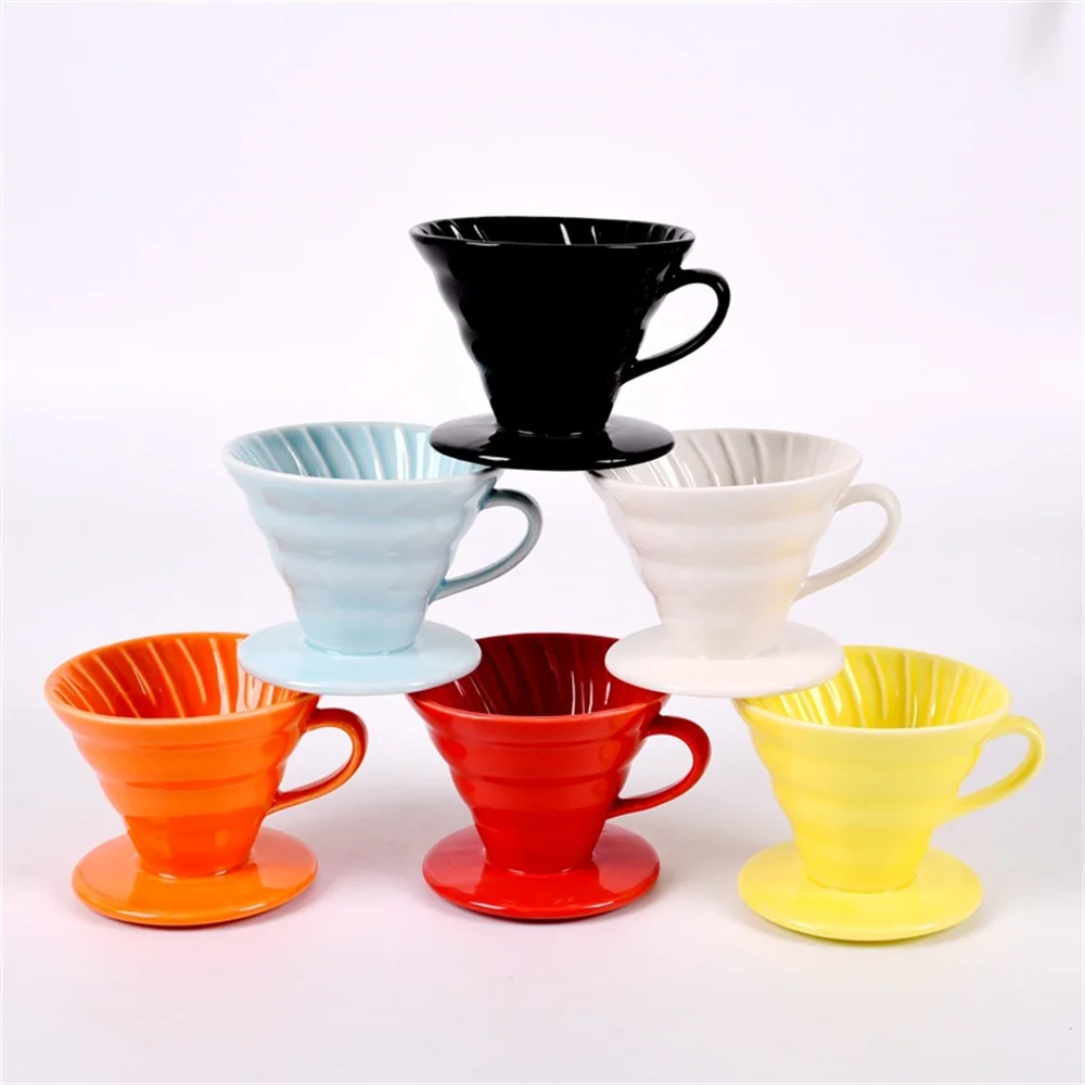 

Ceramic V60 Conical Hand-Drip Coffee Filter Cup Permanent Pour Over Coffee Maker Separate Stand Coffee Dripper Filter Set