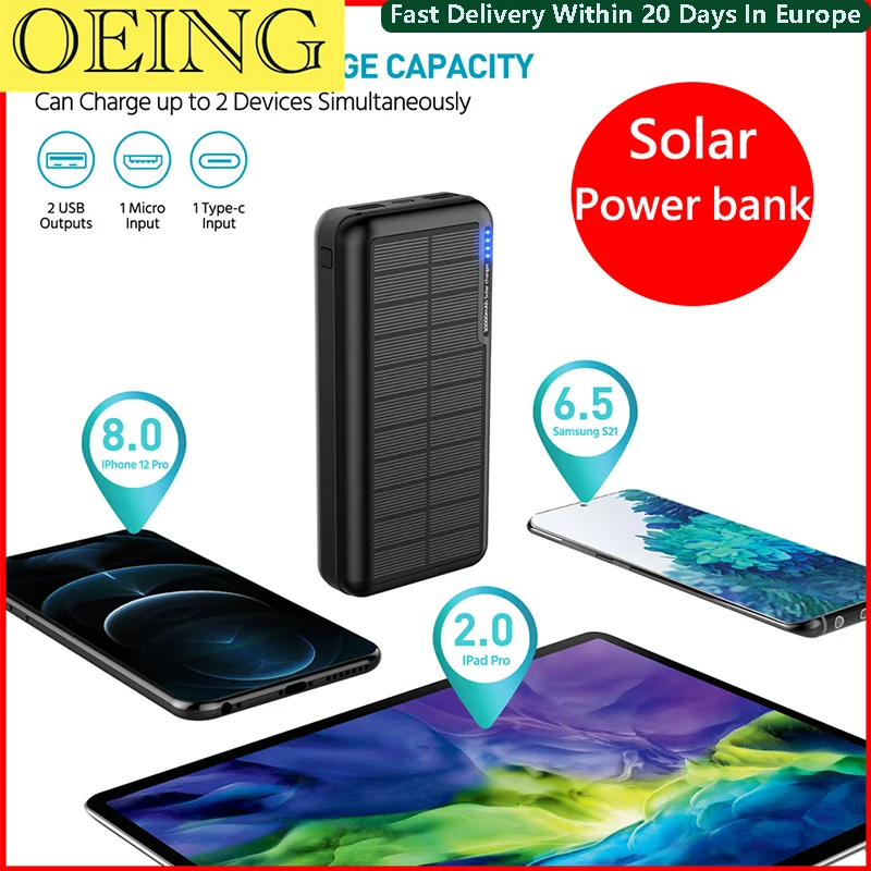 

30000mAh Outdoor Solar Powerful Power Bank Charging Station Portable Fast Charge External Spare Battery for Cell Phone Powerbank