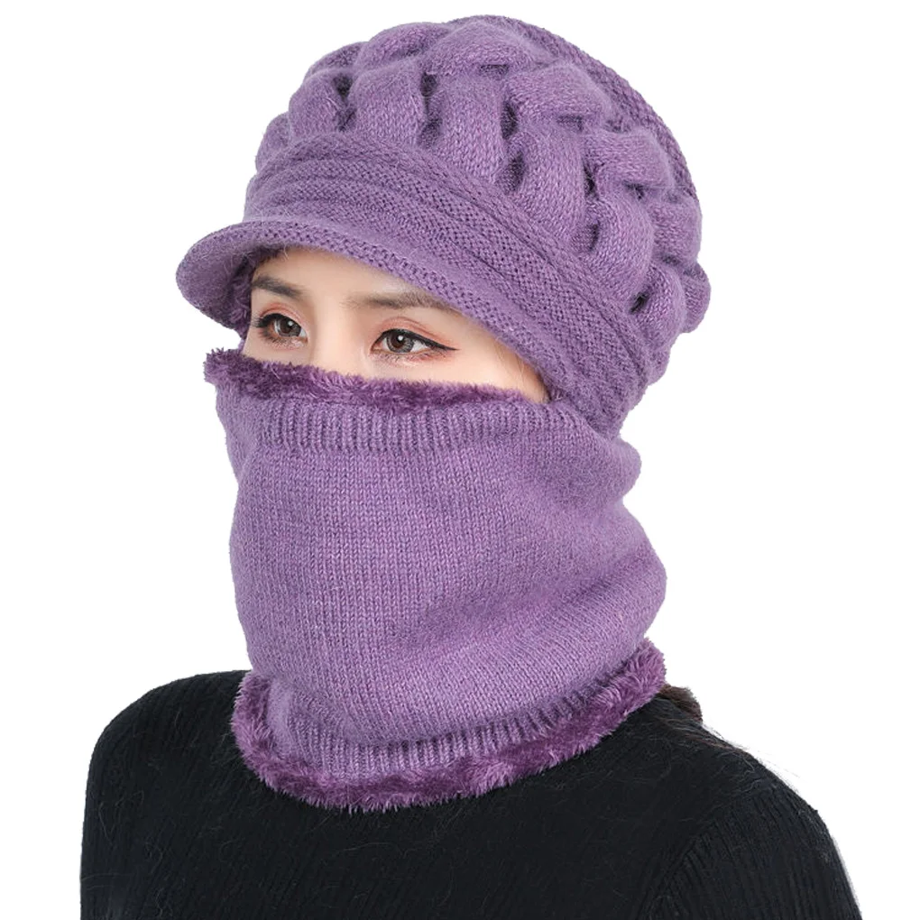 

2020 New Winter Balaclava Beanies Mother Hat Women Warm Thick Skullies Riding Outdoor Hats Gorras Stripes Beanie Cap Mask