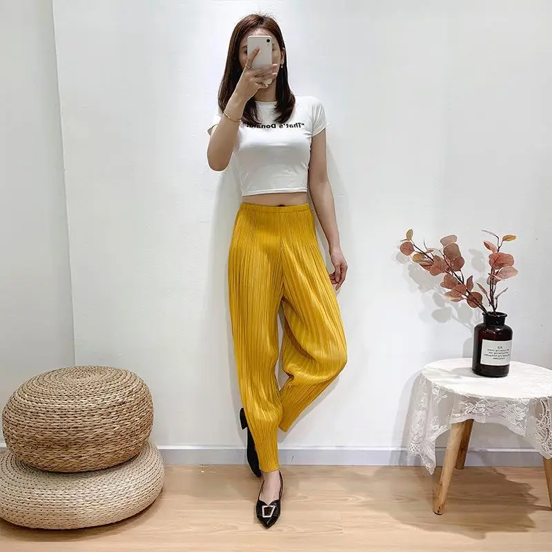 

Pants for women 2021 summer folds loose casual harem pants slimming bloomers women's nine-point thin section pants clothing