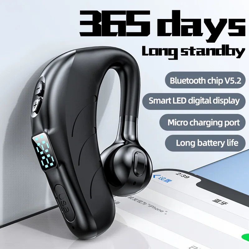 

P13 бизнес-наушники Bluetooth 5.2 беспроводные наушники HiFi стерео наушники-вкладыши с ушным крючком сенсорная гарнитура с микрофоном длительный режим ожидания