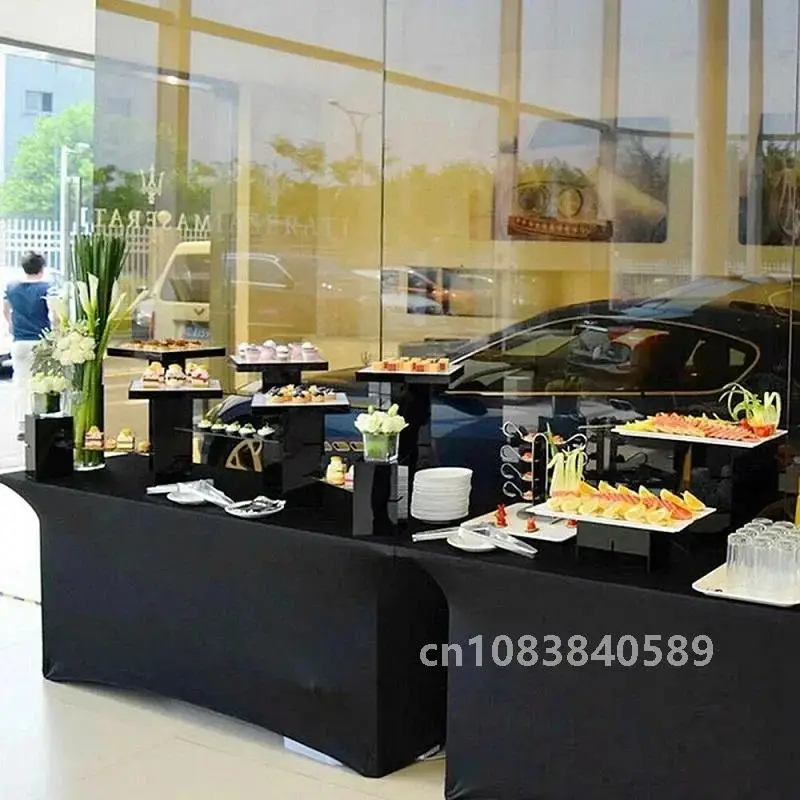 4/5/6/8FT High Stretch Tablecloth Wedding Party Beauty Massage Elastic Hotel Birthday Table Cover Rectangular Cloth