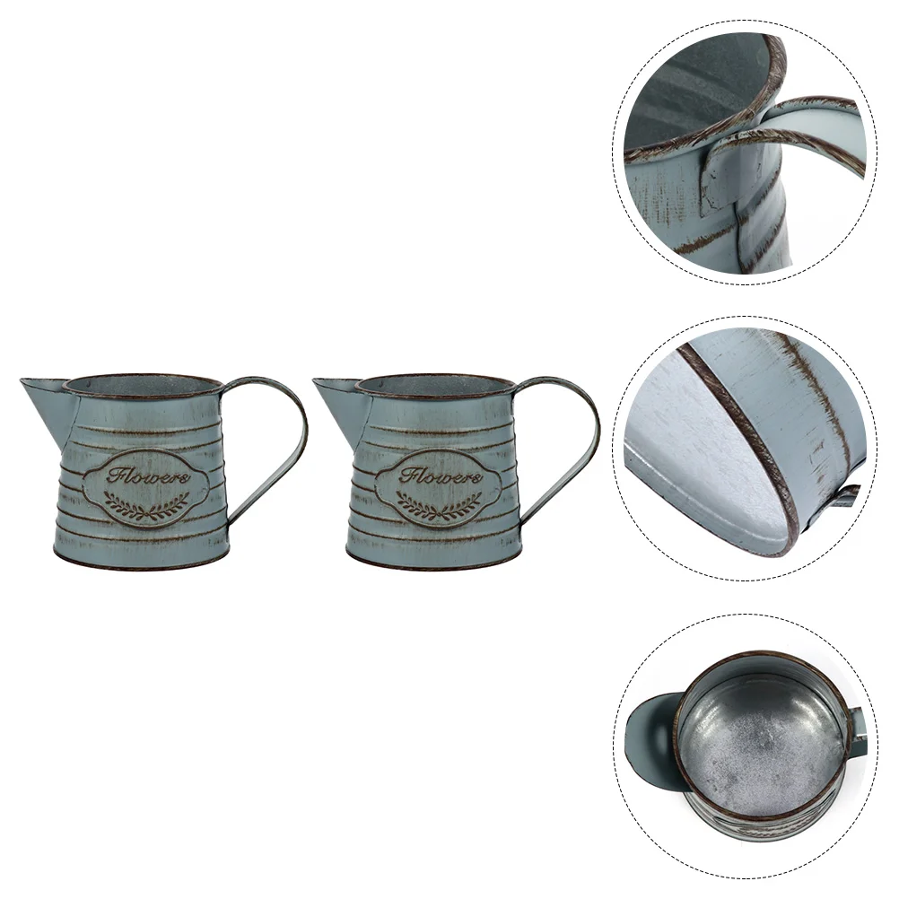 

Vase Metal Vintage Jug Vases Bucket Rustic Watering Country Pot Flower Planter Galvanized Pitcher Shabby Can