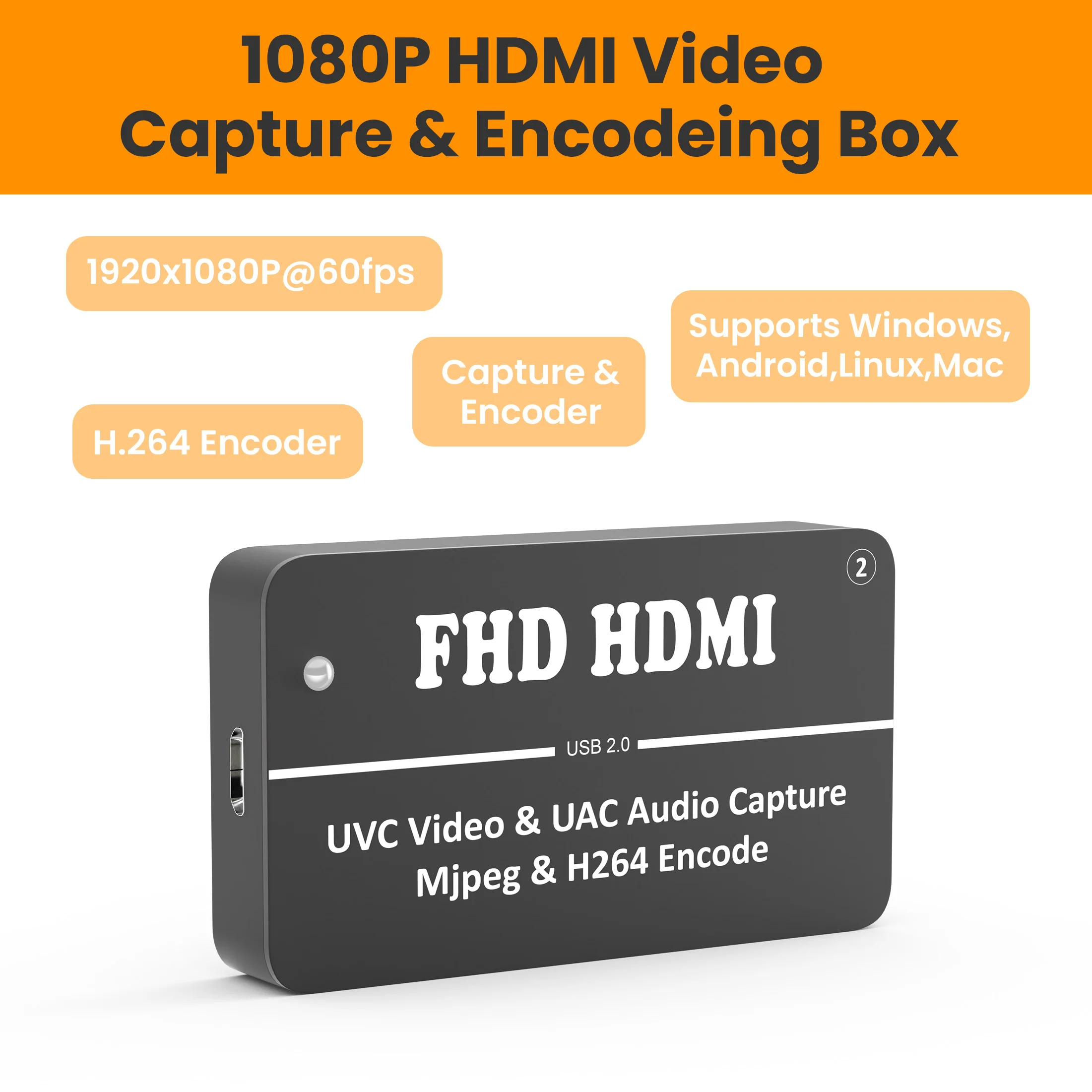 

LCC260 1080P60 HDMI Encoder two Streams H.264/MJPEG HDMI TO Micro USB HD Encoder Tinysize 1080 HDMI TO UVC UAC Capture,SOC GPIO