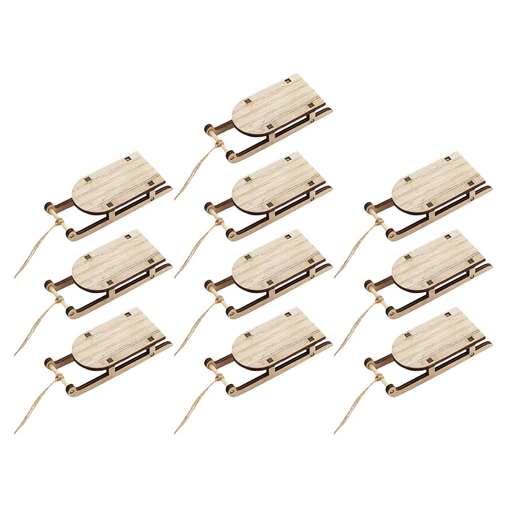 

10 Pcs Home Accents Decor Wooden Sled Ornaments Sleigh Adornment Crafts Exquisite Office