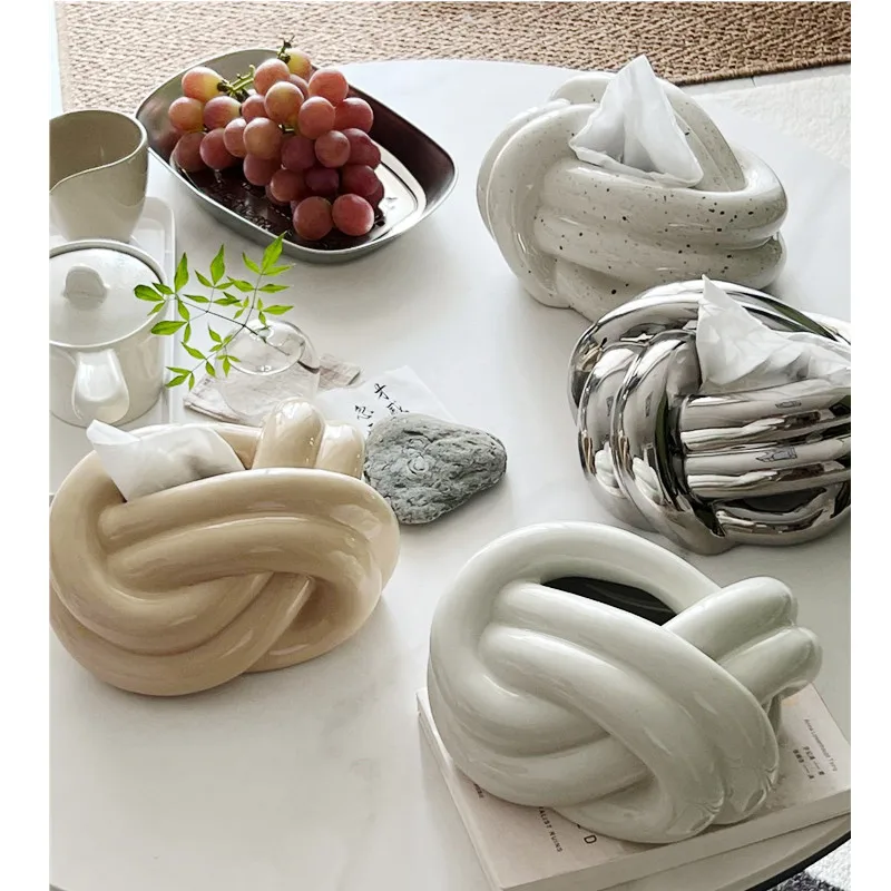 

Ball Ceramic Holder Wool Holder Storage Desktop Paper Ceramic Knot Extractor Paper Napkin Tissue Box Towel Winding Ornaments