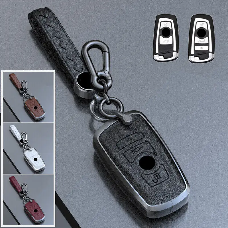 

Кожаный чехол для автомобиля из цинкового сплава с отделением для ключей для BMW 1, 2, 3, 4, 5, 6, 7, X3, X4, M2, M3, M4, M5, M6, F10, F30