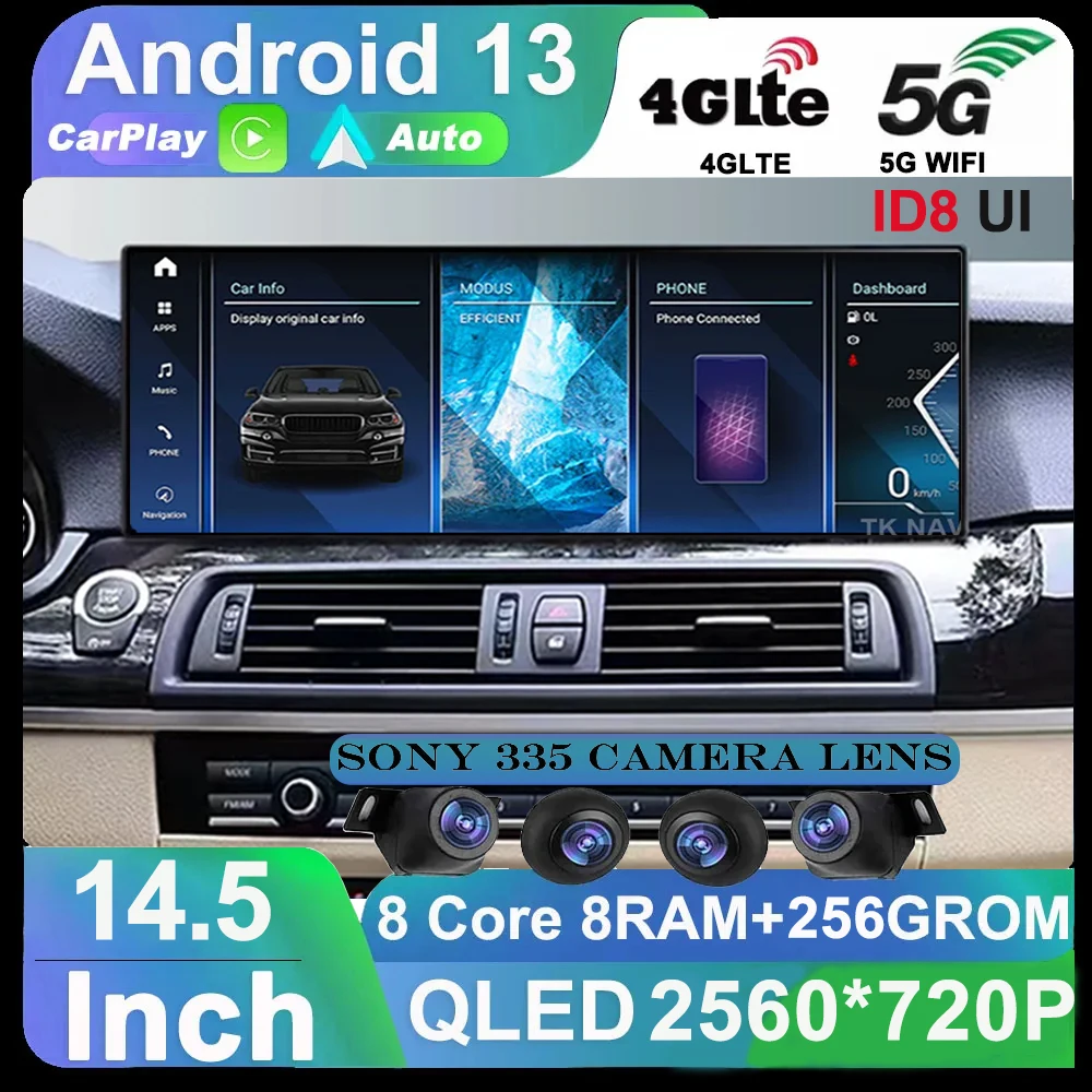 14 5 &quotAndroid 13 Carplay Автомобильный мультимедийный QLED экран для BMW серии F10 F11 F12 F15 F18 CIC