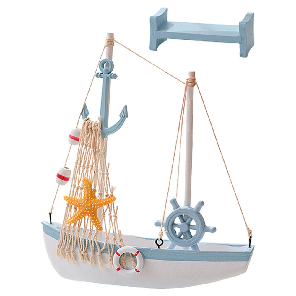 

Sailing Ship Model Sailboat Ornament Wooden Book Shelves Props Decor Desktop Adornment Modern Sculptures Office