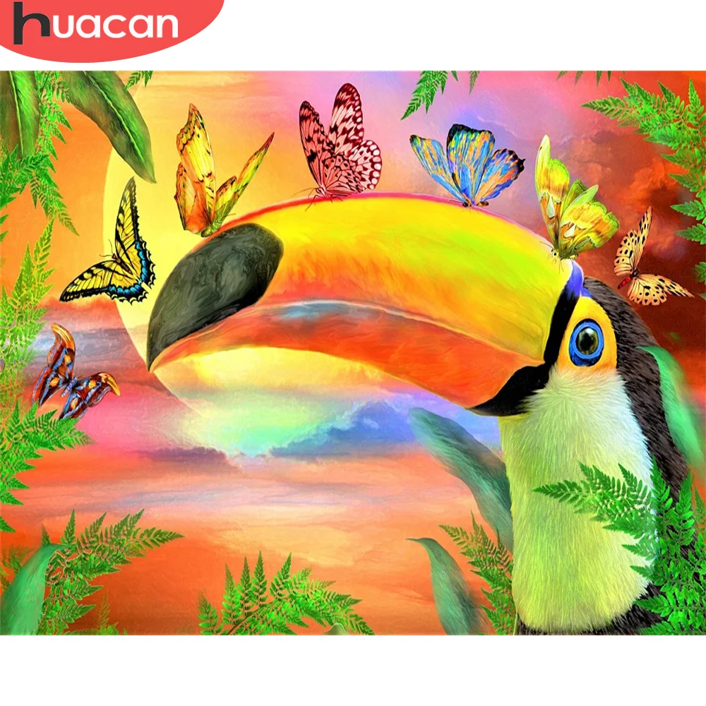 

HUACAN Painting By Number Parrot Wall Art On Canvas DIY Frame Picture By Numbers Animal Acrylic Canvas Children's Room Decor