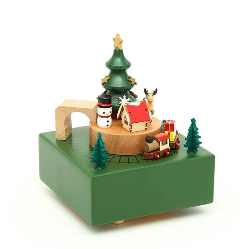

Wood Carousel Christmas Music Box Little Girl Child Birthday Gift Home Furnishings Retro Wooden Decorations Music Box