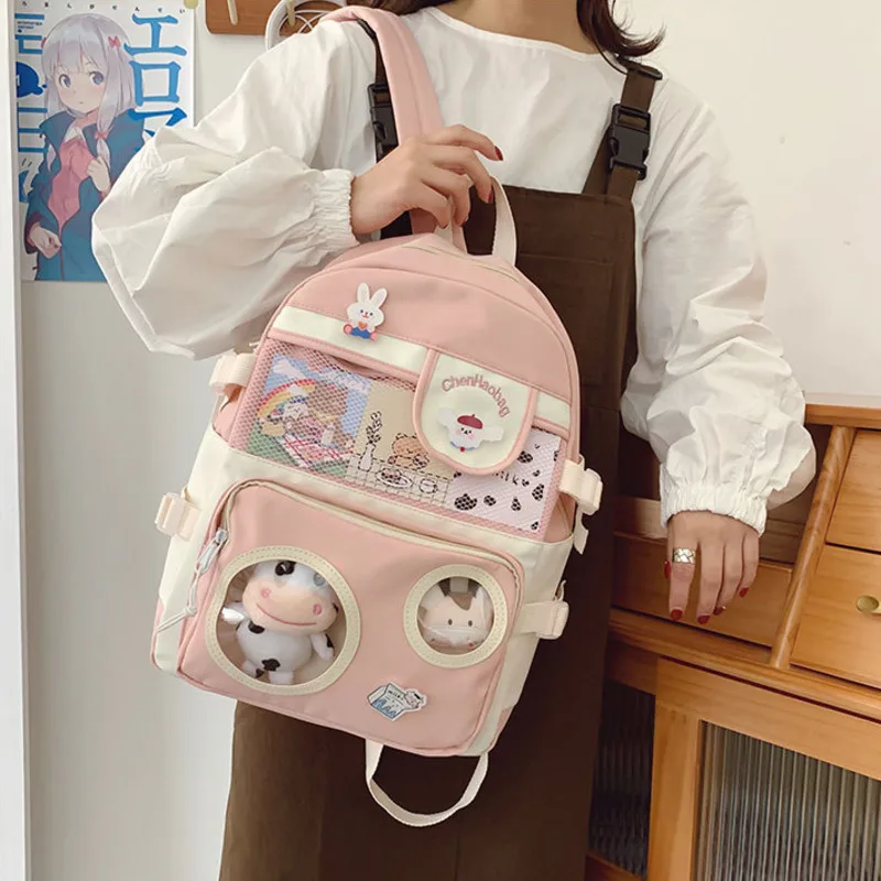 

New Fashion Girl Kawaii Cartoon Student Book Bag Trend Women Nylon Travel Backpack Cute Student Schoolbag Female College Bagpack