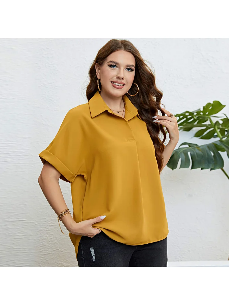 Summer New Chiffon Shirt Printed Ribbon Shirt plus size summer outfits t-shirts