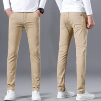 2022 summer spring autumn new 98 cotton mens solid color fashion casual pants large size mens slim straight trousers 28 38