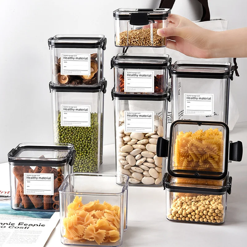 

Stackable Kitchen Sealed Jar Plastic Food Storage Box Multigrain Tank Bottle Dried Fruit Tea Jar Storage Containers