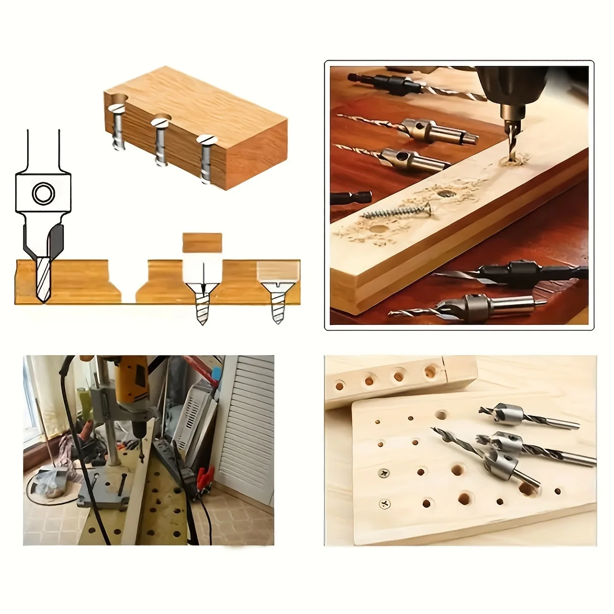 Набор сверл комплект из 4 высокоскоростных стальных зенкеров 3-6 мм с шестигранным