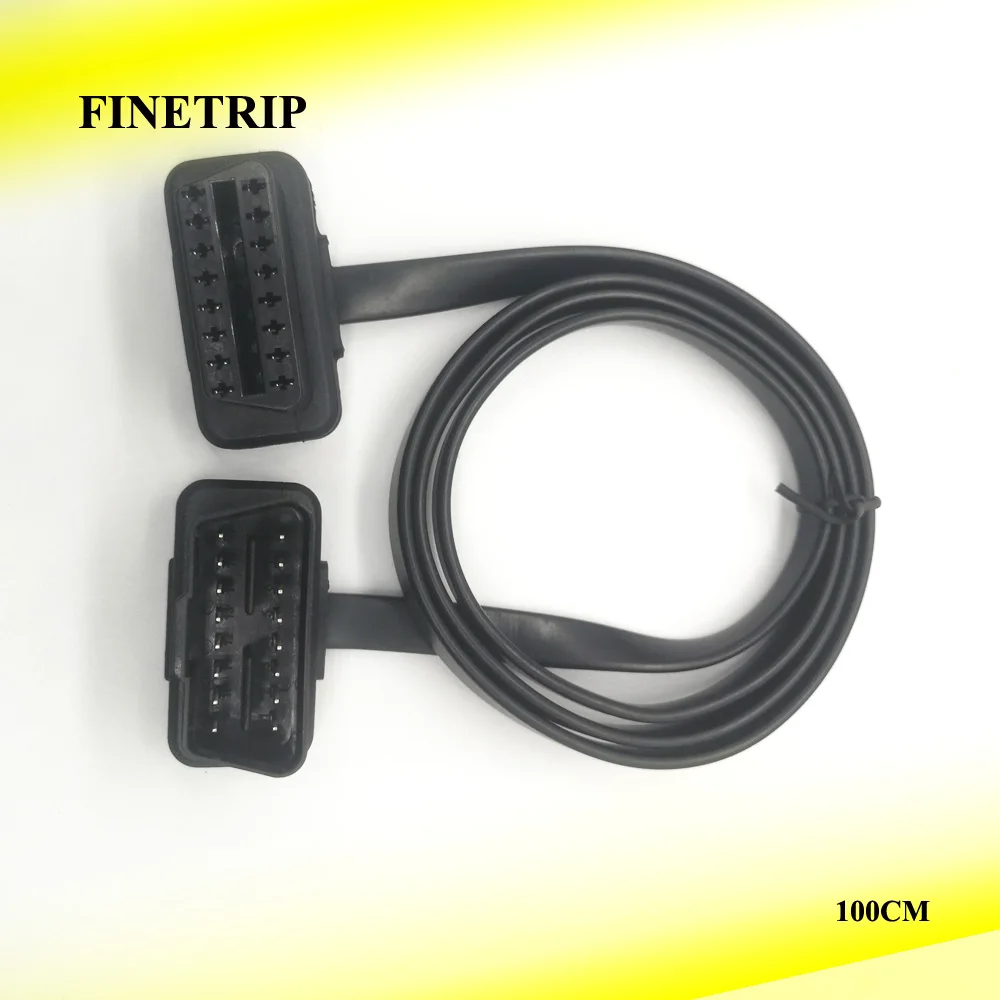 10% скидка высокое качество плоский + тонкий как лапша 1 м OBDII OBD2 Удлинительный кабель 16PIN штекер-гнездо ELM327 Автомобильный диагностический интерфейс