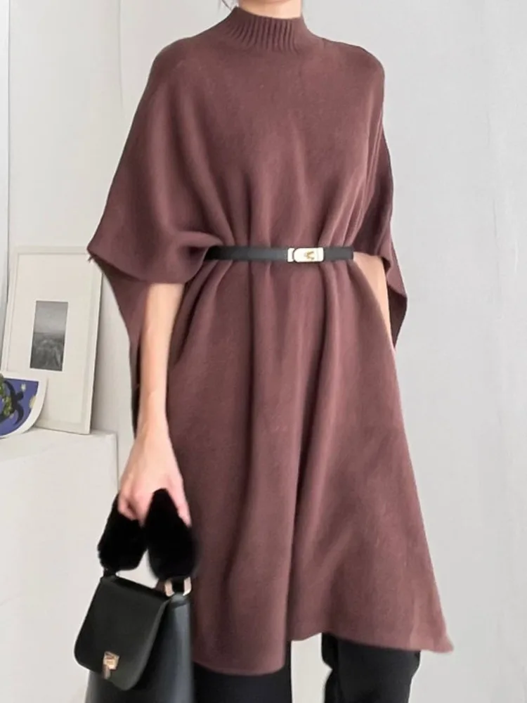 Женский Длинный пуловер с рукавом летучая мышь ложным воротником