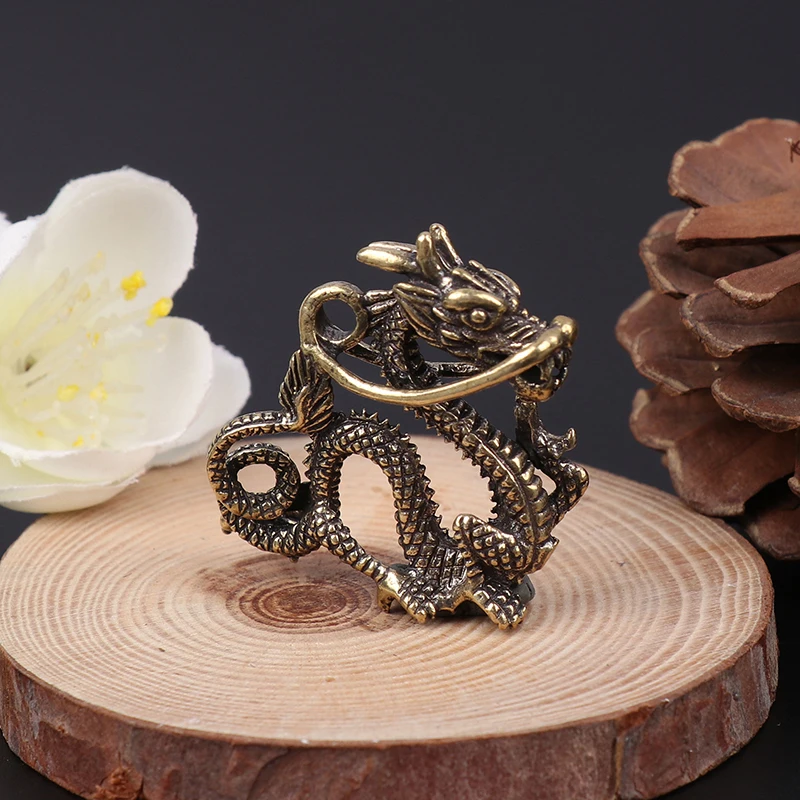 Античная статуя дракона из чистой латуни искусственное животное медный брелок